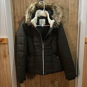 Maralyn & Me Olive Faux Fur Hooded Jacket